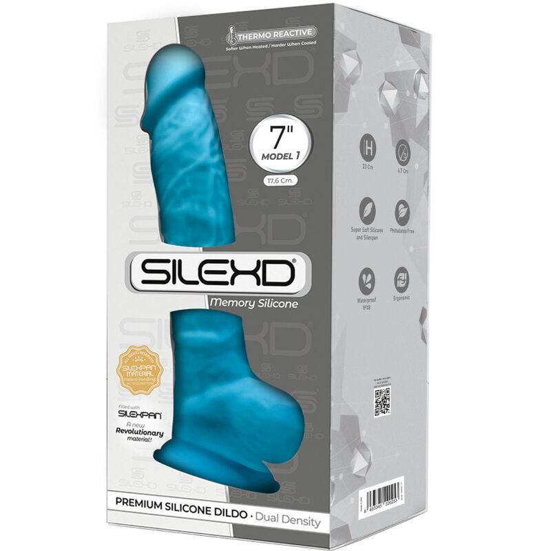 SILEXD - MODEL 1 REALISTIC PENIS PREMIUM SILEXPAN SILICONE BLUE 17.5 CM