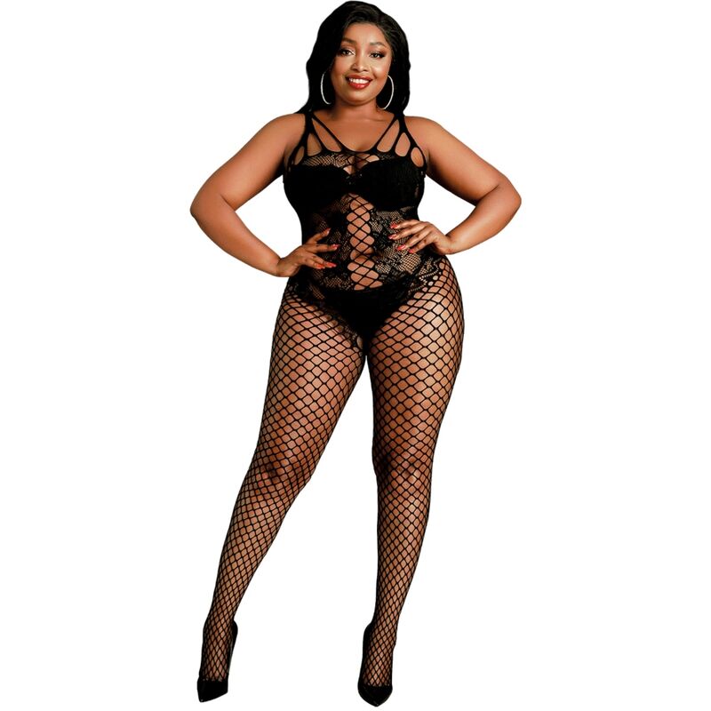 MOONLIGHT - MODEL 4 BODYSTOCKING BLACK PLUS SIZE