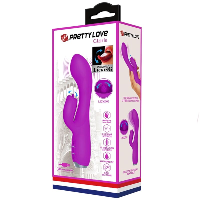 PRETTY LOVE - GLORIA RECHARGEABLE RABBIT VIBRATOR-WATERPROOF PURPLE