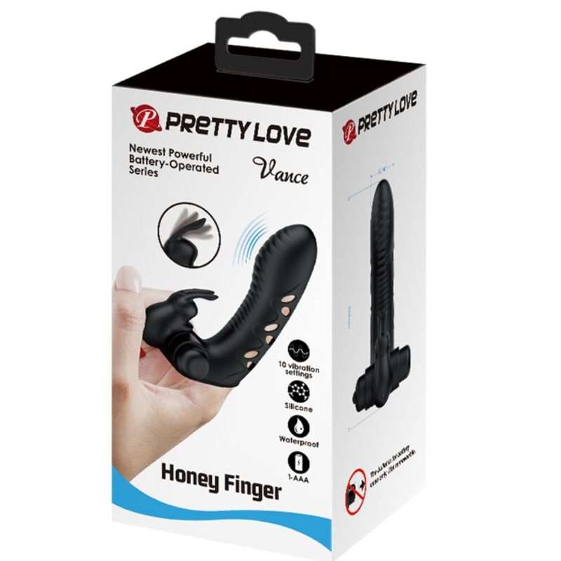 PRETTY LOVE - VANCE BLACK RABBIT VIBRATOR FINGER COVER