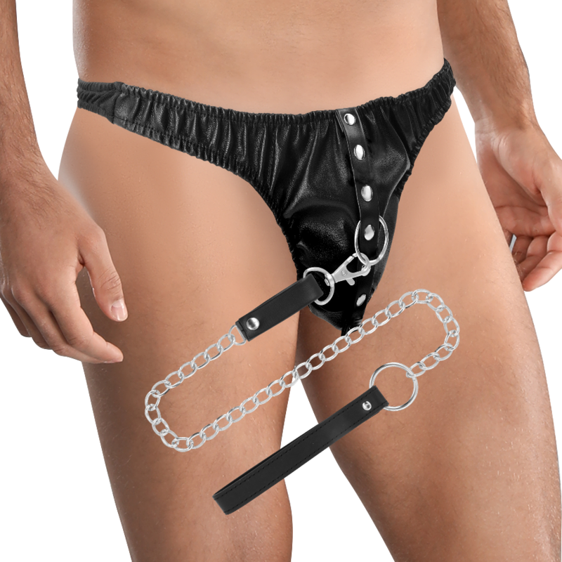 DARKNESS - SUBMISSION THONG WITH METAL CHAIN