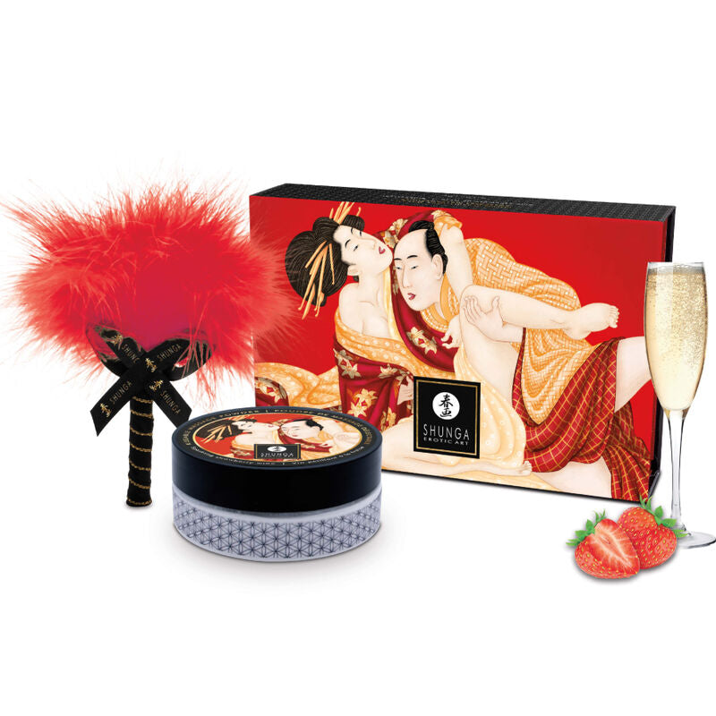 SHUNGA - STRAWBERRY EDIBLE MASSAGE POWDER KIT