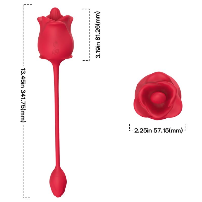 ARMONY - ROSE 2 IN 1 SUCTION STIMULATOR & VIBRATOR 10 MODES WITH RED TAIL