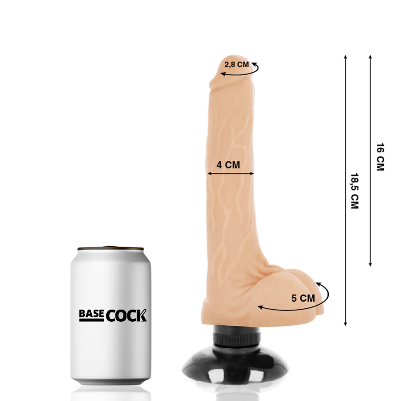 BASECOCK - REALISTIC VIBRATOR 2-1 FLESH 18.5 CM -O- 4 CM