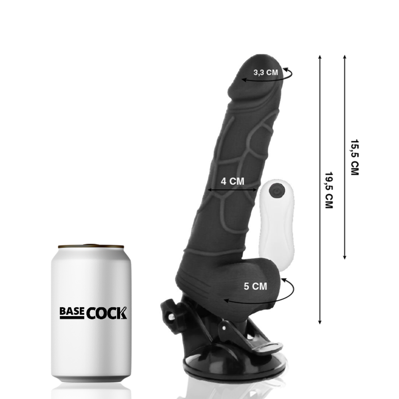 BASECOCK - REALISTIC VIBRATOR REMOTE CONTROL NATURAL WITH TESTICLES 19.5 CM -O- 4 CM