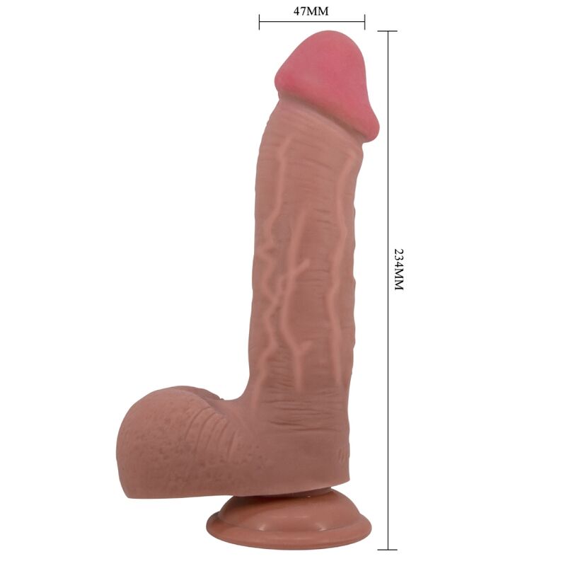 PRETTY LOVE - SLIDING SKIN SERIES REALISTIC DILDO WITH SLIDING SKIN SUCTION CUP BROWN 23.4 CM