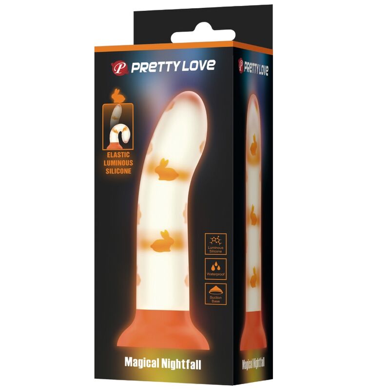 PRETTY LOVE - MAGICAL NIGHTFALL DILDO WITHOUT VIBRATION LUMINOUS ORANGE