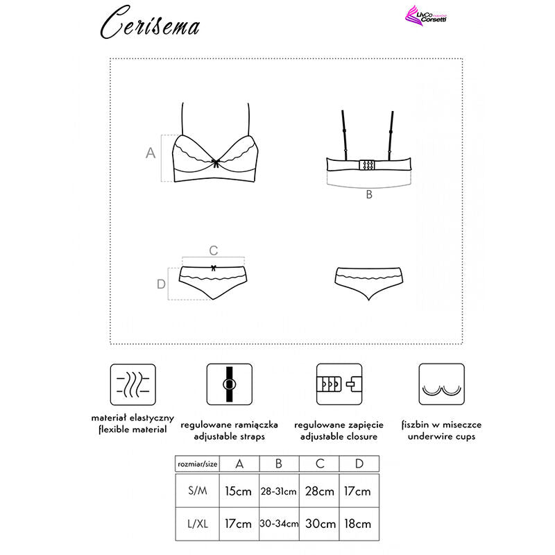 LIVCO CORSETTI FASHION - CERISEMA LC 21005 BRA + CALÇA CORAL S/M