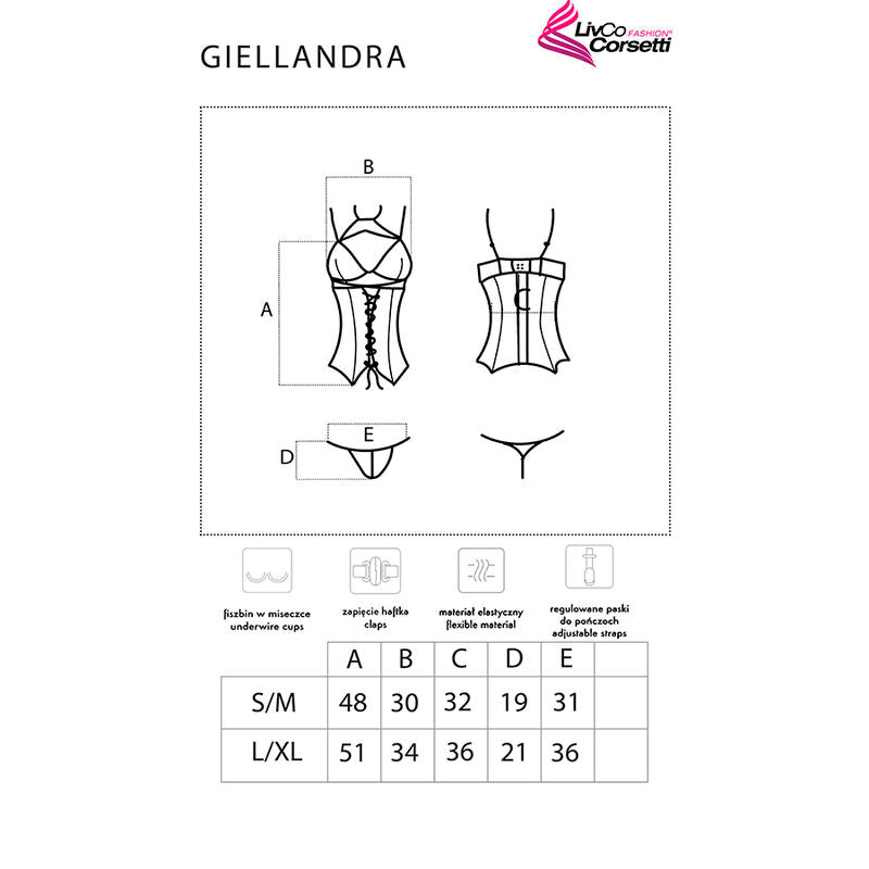 LIVCO CORSETTI FASHION - GIELLANDRA FOR THE SENSES COLLECTION CORSET + PANTY BLACK