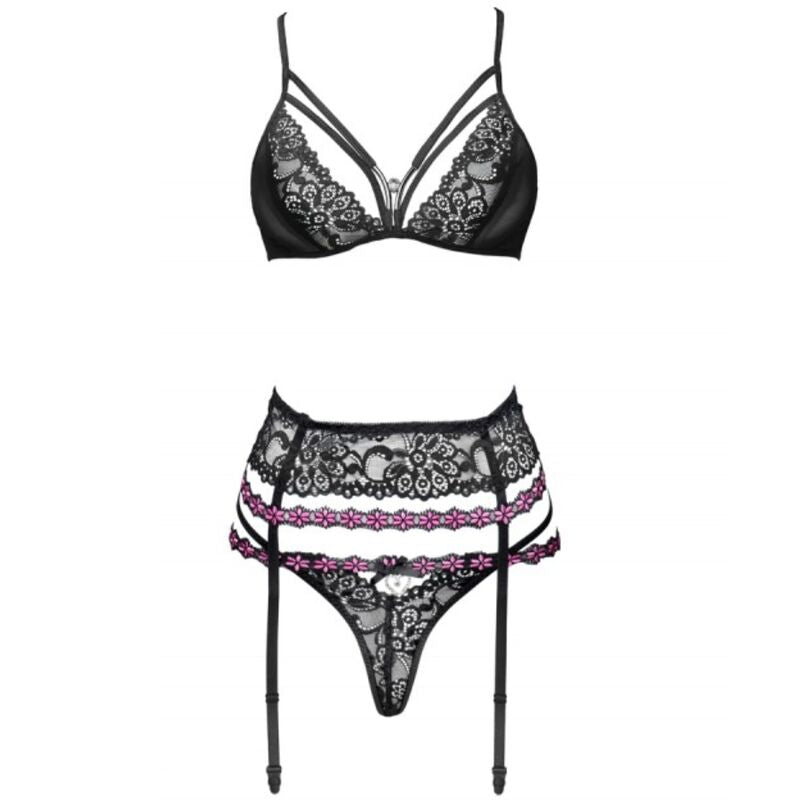 LIVCO CORSETTI FASHION - SNEHANA LC 90443 BRA + GARTER BELT + PANTY BLACK