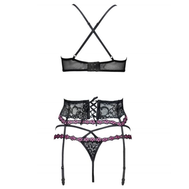 LIVCO CORSETTI FASHION - SNEHANA LC 90443 BRA + GARTER BELT + PANTY BLACK