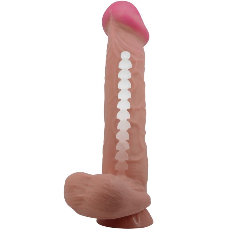 PRETTY LOVE - SLIDING SKIN SERIES REALISTIC DILDO WITH SLIDING SKIN SUCTION CUP BROWN 26 CM