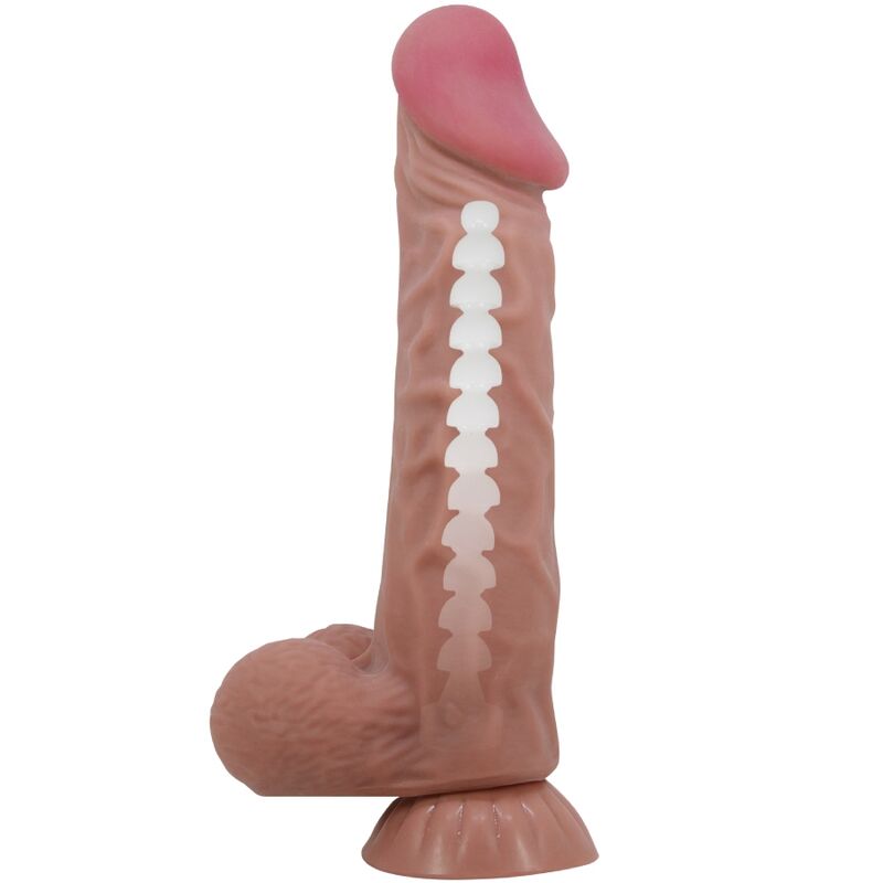 PRETTY LOVE - SLIDING SKIN SERIES REALISTIC DILDO WITH SLIDING SKIN SUCTION CUP BROWN 24 CM