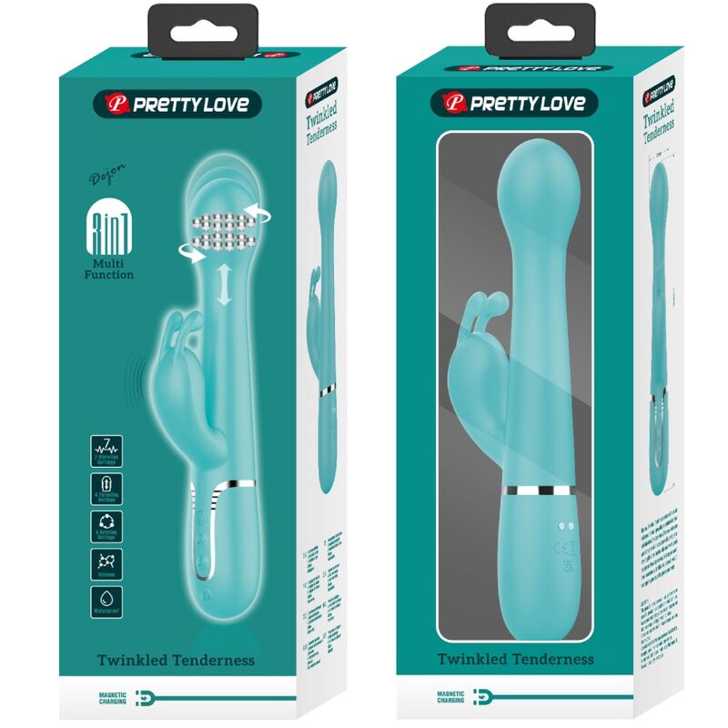 PRETTY LOVE - DEJON RABBIT VIBRATOR 3 IN 1 MULTIFUNCTION AQUA GREEN