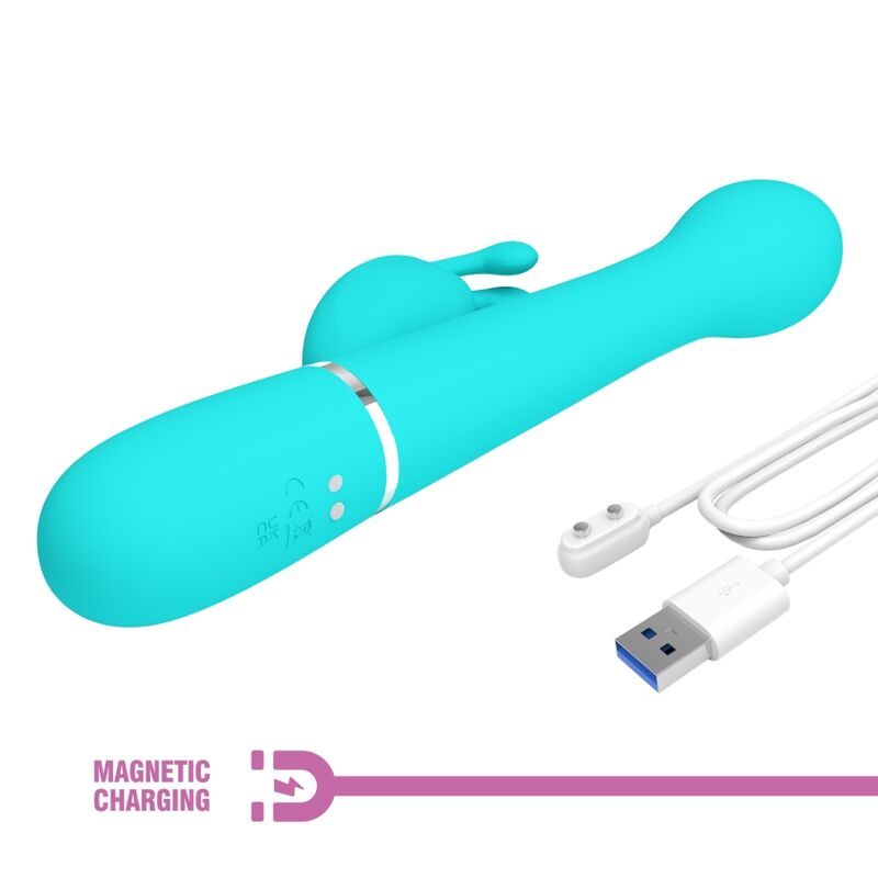 PRETTY LOVE - DEJON RABBIT VIBRATOR 3 IN 1 MULTIFUNCTION AQUA GREEN