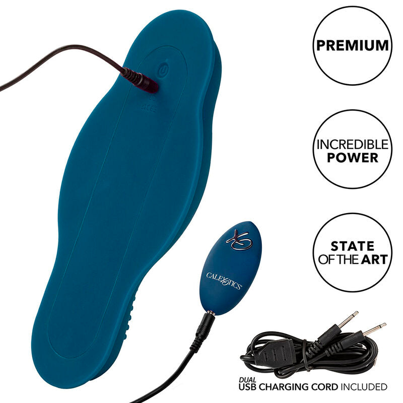 CALEXOTICS - RIDER MASSAGER DOUBLE MOTOR REMOTE CONTROL BLUE