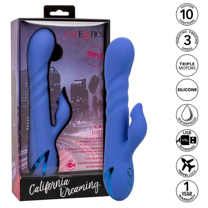 CALEXOTICS - L.A LOVE VIBRATOR & SUCKER BLUE BY CALIFORNIA DREAMING