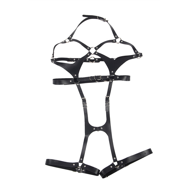 SUBBLIME - FULL BODY HARNESS WITH LEATHER BUCKLES BLACK ONE SIZE