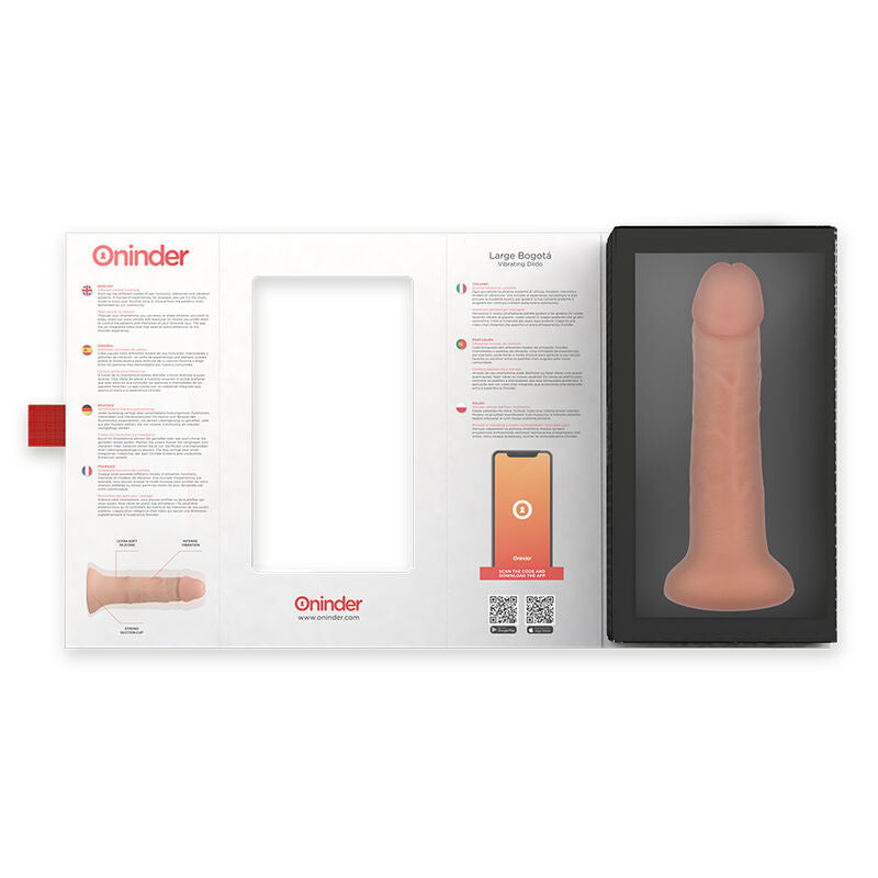 ONINDER - LARGE BOGOTÁ VIBRATOR DILDO 9 SPEEDS NATURAL 22 CM -O- 4.5 CM - FREE APP