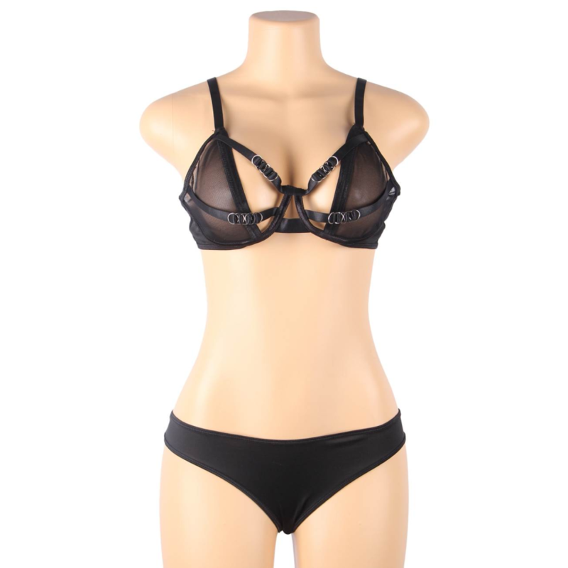 SUBBLIME - TWO PIECE SET OF TRANSPARENCY BRA AND S/M STRIPS