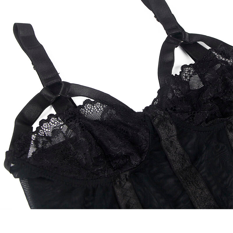 SUBBLIME - TEDDY WITH GARTER STRAP DETAIL CHEST BLACK S/M