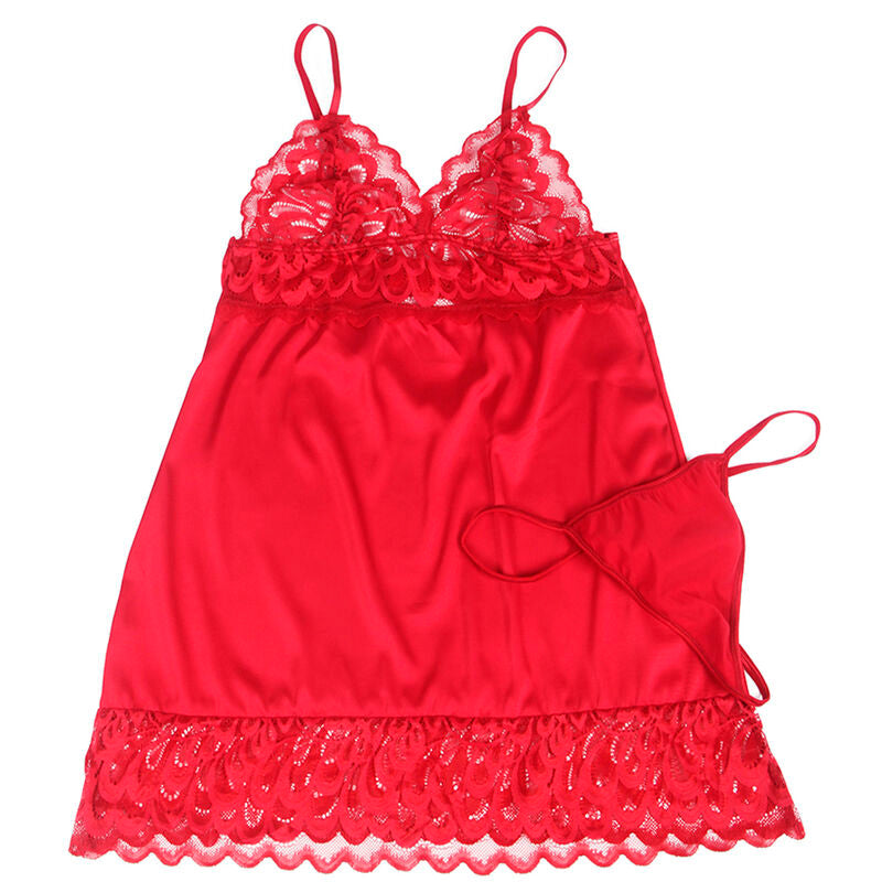 SUBBLIME - SATIN BABYDOLL WITH LACE RED S/M