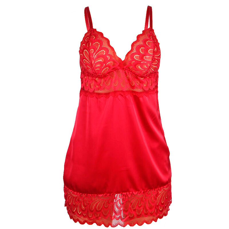 SUBBLIME - SATIN BABYDOLL WITH LACE RED S/M