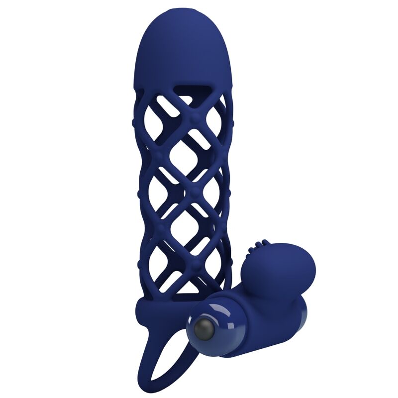 PRETTY LOVE - GIANN VIBRATOR RING WITH SILICONE SHEATH BLUE