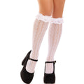 LEG AVENUE - KNEE-HIGH SOCKS WITH RUFFLES WHITE