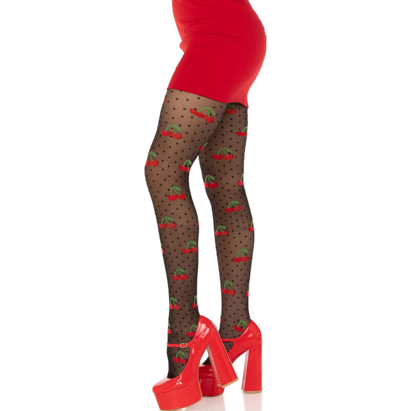 LEG AVENUE - BLACK CHERRY MOLES STOCKINGS