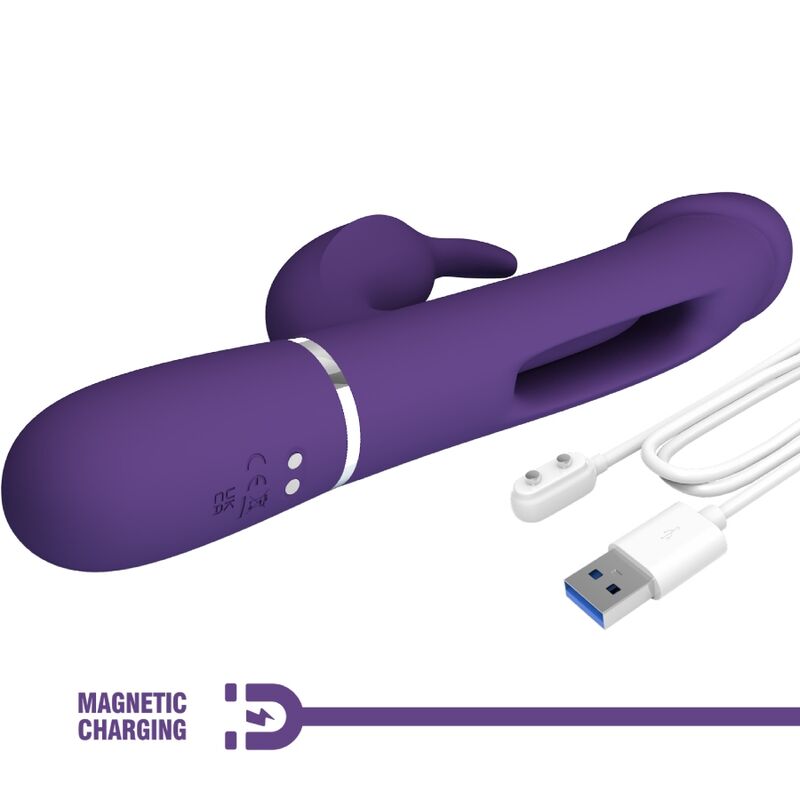 PRETTY LOVE - KAMPAS RABBIT 3 IN 1 MULTIFUNCTION VIBRATOR WITH TONGUE VIOLET