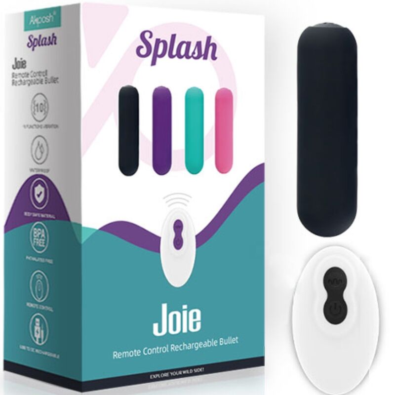 ARMONY - SPLASH JOIE VIBRATOR BULLET SILICONE REMOTE CONTROL 10 VIBRATIONS 75 X 19 CM BLACK