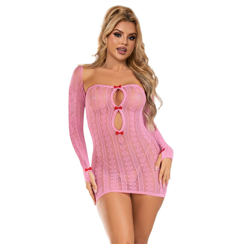 SUBBLIME - 952471 PINK FISHNET DRESS ONE SIZE