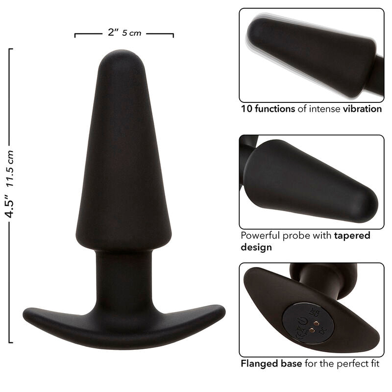 CALEXOTICS - ROCK BOTTOM TAPERED ANAL PLUG 10 VIBRACIONES SILICONE BLACK