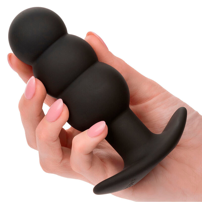 CALEXOTICS - ROCK BOTTOM BEADED ANAL PLUG 10 VIBRATIONS SILICONE BLACK