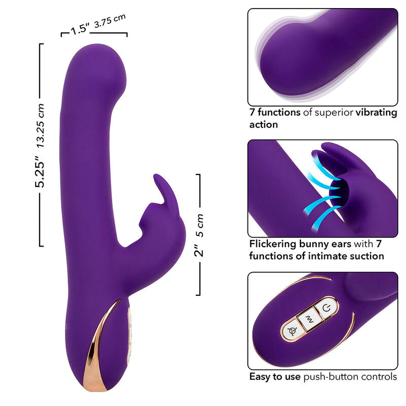 CALEXOTICS - JACK RABBIT VIBRATOR & STIMULATOR 7 VIBRATIONS AND SUCTIONS MODE BLUE