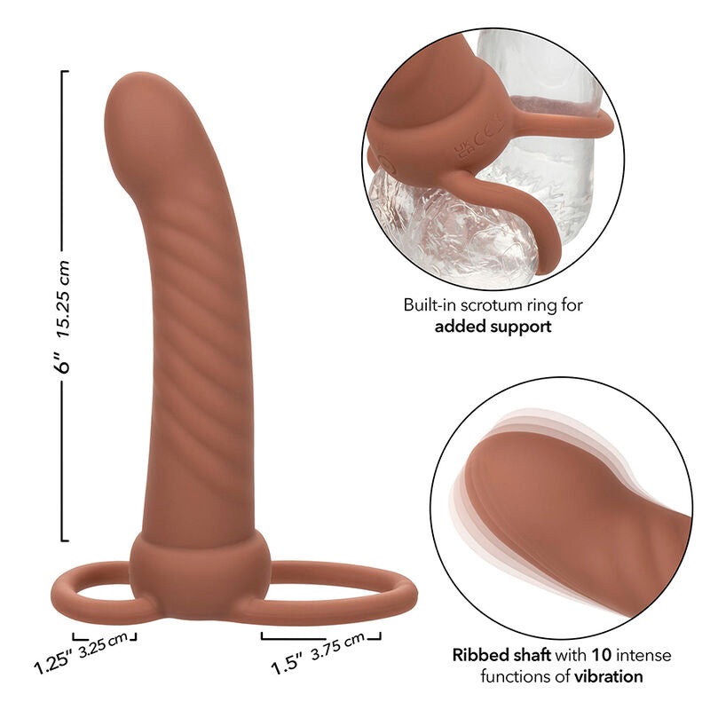 CALEXOTICS - MAXX RIBBED DUAL PENETRATOR 10 VIBRATIONS BROWN