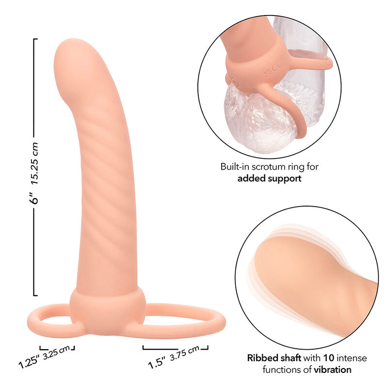 CALEXOTICS - MAXX RIBBED DUAL PENETRATOR 10 VIBRATIONS FLESH