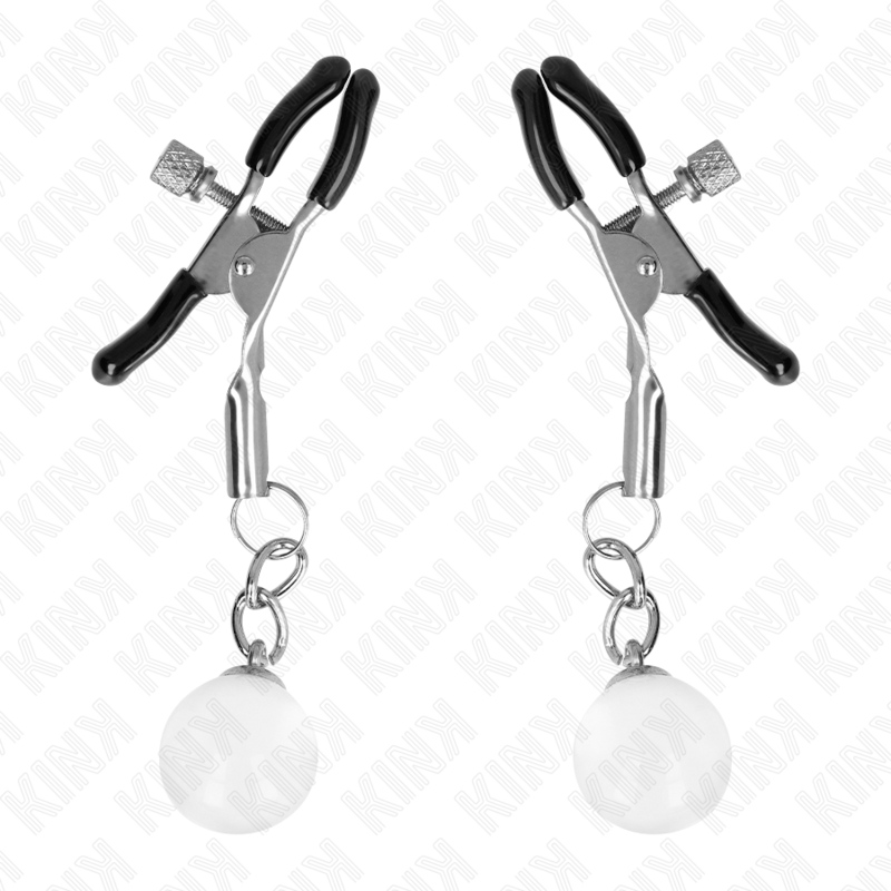 KINK - GLASS BEAD NIPPLE CLAMPS SILVER 6 CM