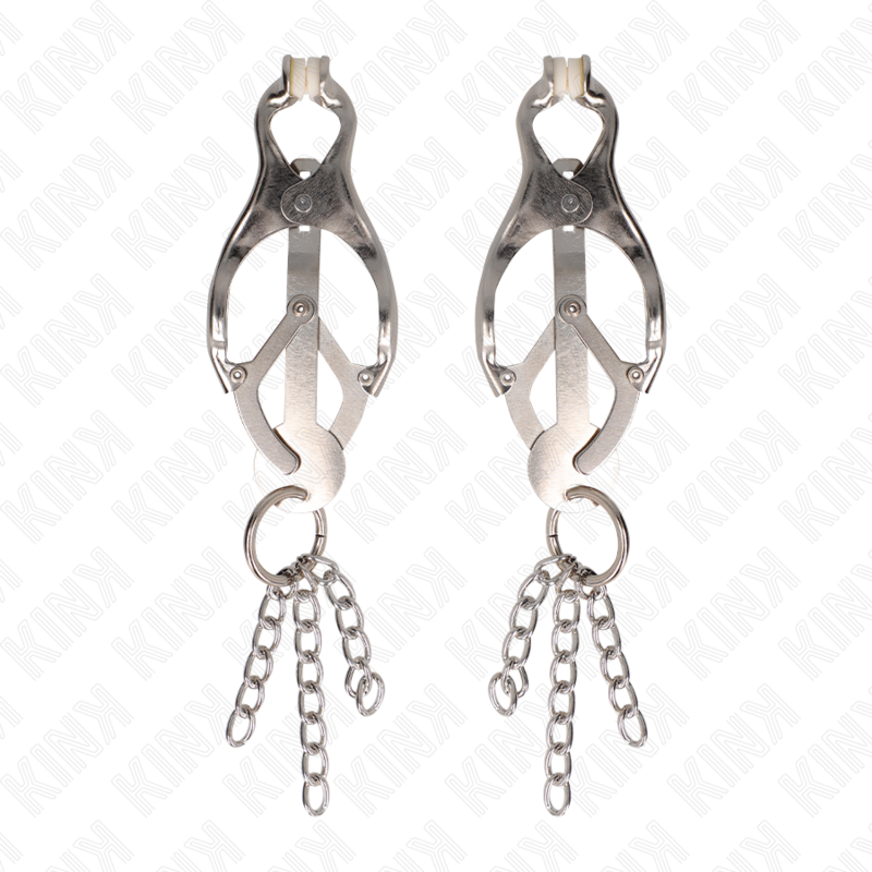 KINK - JAPANESE CLOVER NIPPLE CLAMPS WITH LITTLE CHAINS SILVER