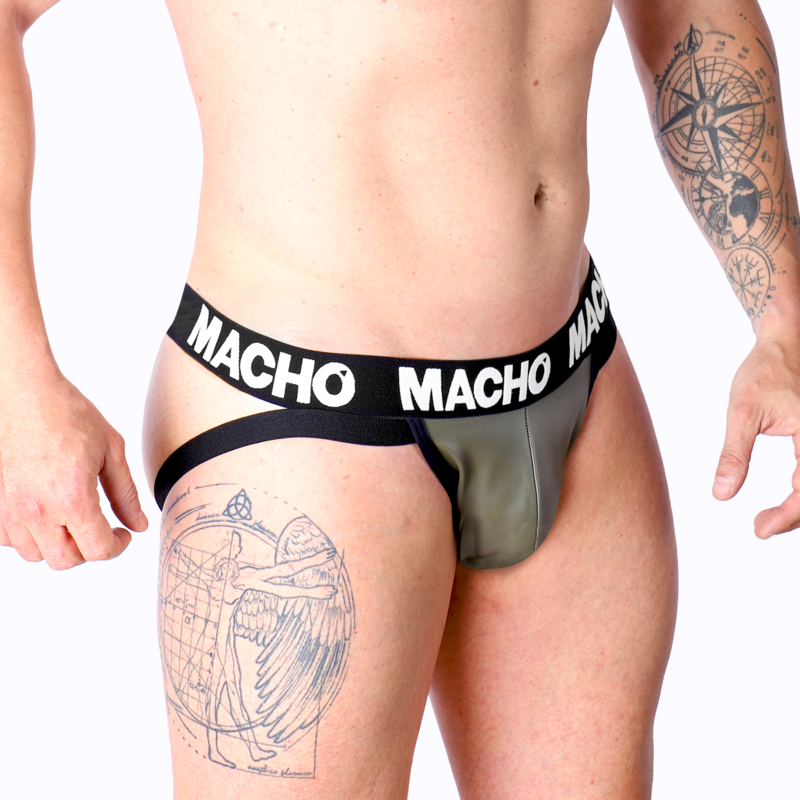 MACHO - MX27GR JOCK LEATHER GRAY BEIGE S