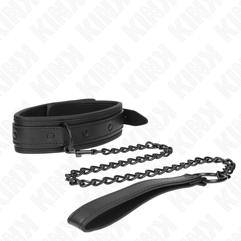 KINK - NEOPRENE BONDAGE COLLAR MODEL 2 WITH BELT 78 CM ADJUSTABLE 37.5 X 49.5 CM