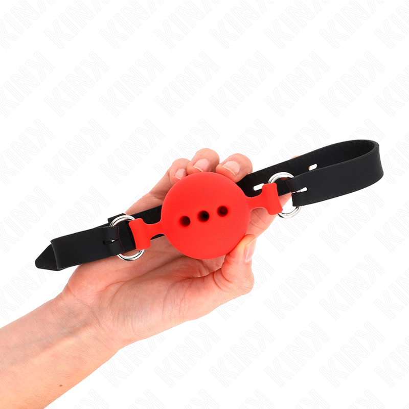 KINK - FULL SILICONE GAG 55 x 2 CM WITH 5 CM BALL SIZE L RED ADJUSTABLE 35-51 CM