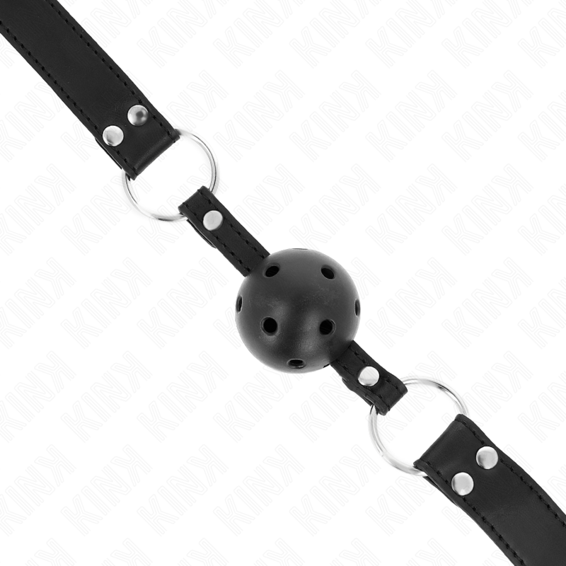 KINK - BREATHABLE BALL 4 CM GAG WITH DOUBLE RIVET MODEL 1 BLACK 62.5 x 2.5 CM ADJUSTABLE 42-58 CM