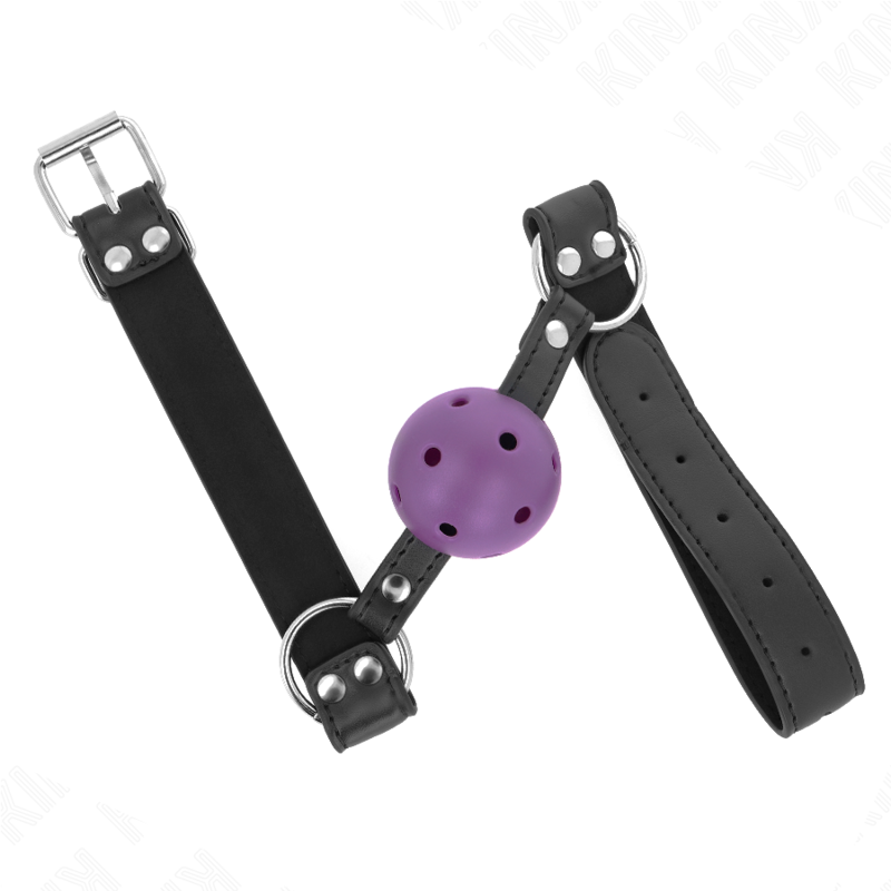 KINK - BREATHABLE BALL 4 CM GAG WITH DOUBLE RIVET PURPLE 62.5 x 2.5 CM ADJUSTABLE 42-58 CM