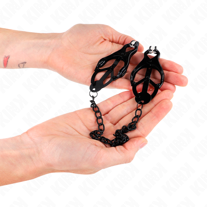 KINK - JAPANESE CLOVER NIPPLE CLAMPS WITH CHAIN BLACK 30 CM