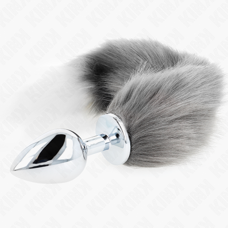 KINK - ANAL PLUG SIZE L 10 X 4 CM WITH SYNTHETIC TAIL 40 CM GREY AND WHITE