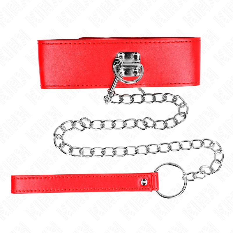 KINK - NECKLACE WITH BELT 65 CM WITH WIDE RED STRAP ADJUSTABLE 33.5-41 CM X 5 CM