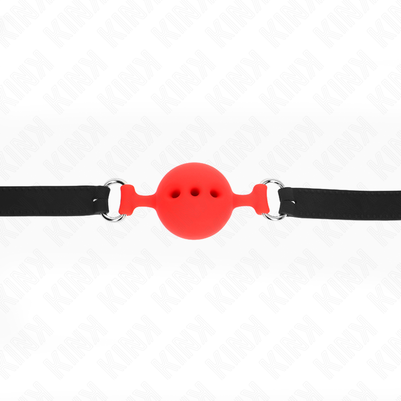 KINK - FULL SILICONE GAG 55 x 2 CM WITH 4.5 CM BALL SIZE M RED ADJUSTABLE 35-51 CM