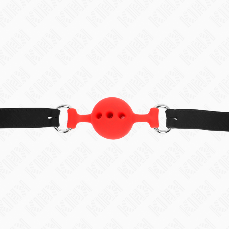 KINK - FULL SILICONE GAG 55 x 2 CM WITH 4 CM BALL SIZE S RED ADJUSTABLE 35-51 CM